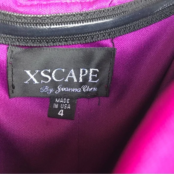 Xscape Elegant Evening Gown Plum Color Size 4  Dress with Gold Embellishment. - Picture 8 of 11